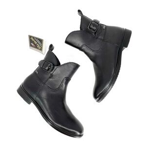 Ecco Gore-Tex Ankle Boots Size 5/36 Black Leather Low Heel Waterproof New NWT